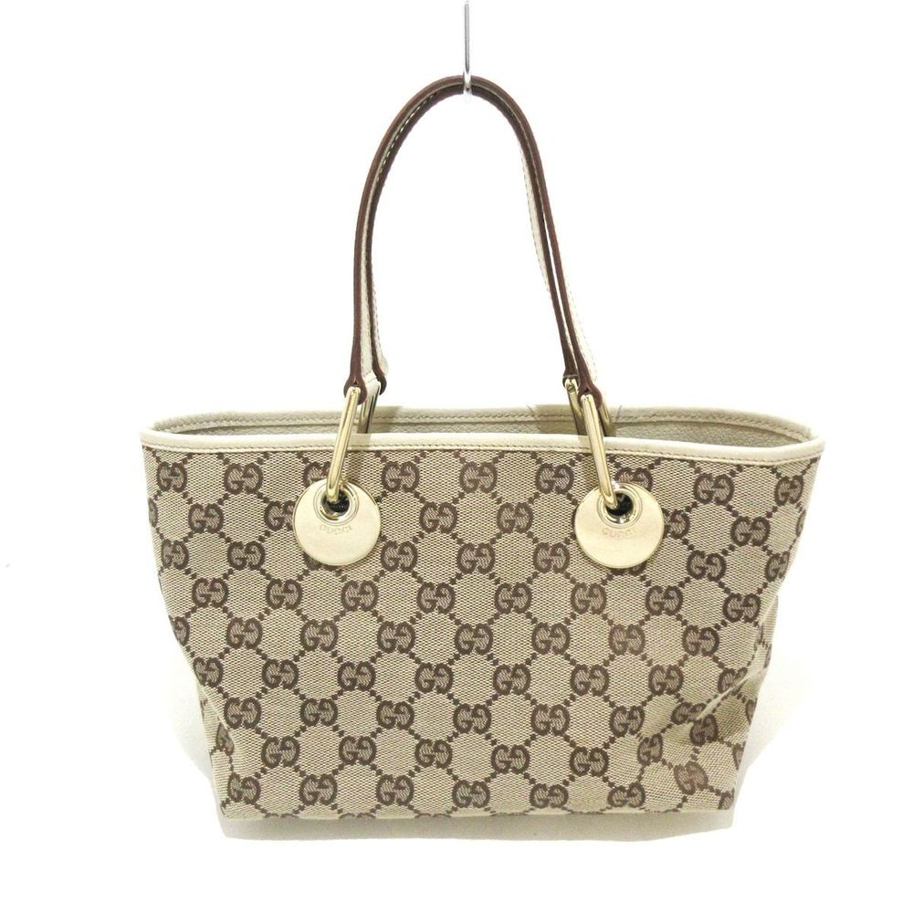 Gucci Eclipse Gg Pattern Jacquard Leather Tote Ba… - image 1